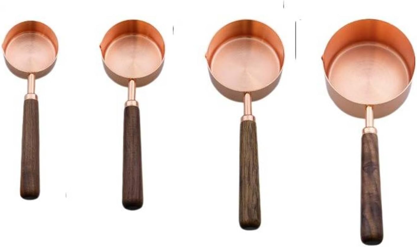 Rose gold coffee measuring spoon stainless steel Walnut 8-piece set g spoon measuring spoon Baking measuring cup