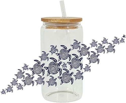 Adhesivo de transferencia UV DTF para tazas de vidrio de 16 onzas, Ocean UV DTF Cup Wrap Transfer Cup Stickers Clear Film Transfer Paper Mug
