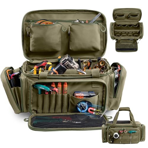 Image of Heavy Duty Tool Bag Organizer with Strong Magnets & Detachable Pouches, Tactical Tool Tote for Men, Multiple Pockets, Anti-Friction Bottom Utility Tool's Bag for Electrician,Mechanic