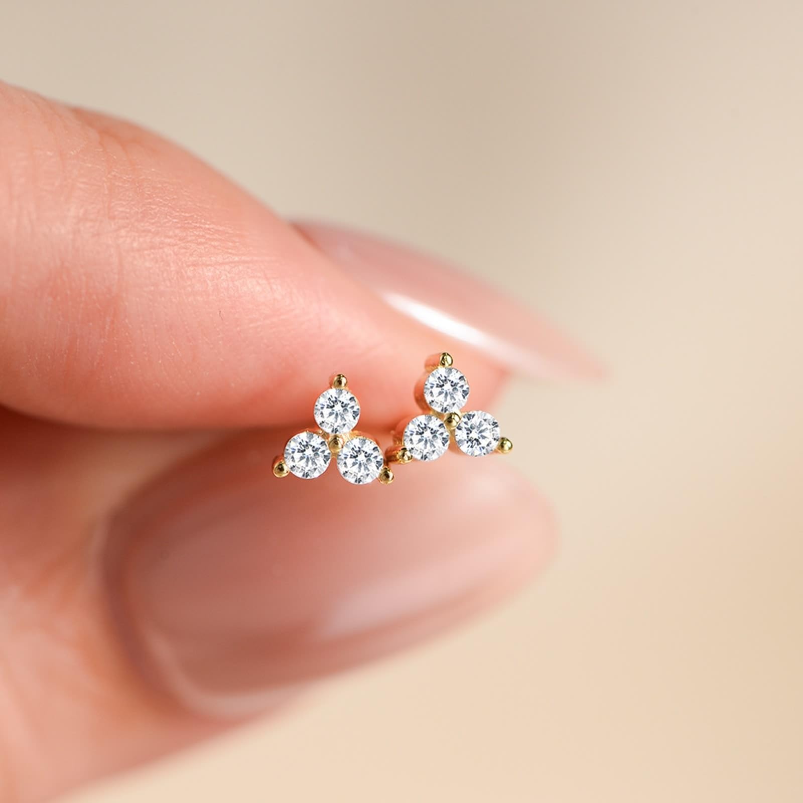 Pendientes de oro blanco 375 de 9 quilates con moissanita, triángulo Au375, pendientes de oro