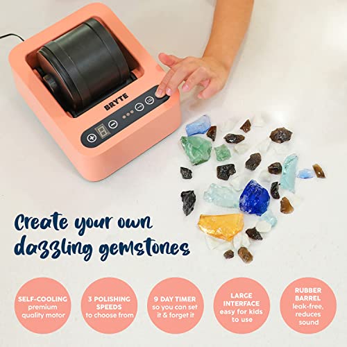 Bryte Pink Rock Tumbler - Professional Grade And Easy To Use Rock Polisher For Aspiring Young Geologists - Stylish Compact Design, 3 Polishing Speeds, And Premium Motor Perfect For Boys And Girls #TOP3