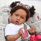 CHAREX African American Reborn Baby Dolls Black Girl Saskia 22 inch Realistic Baby Doll Silicone Soft Body Lifelike Newborn Baby Doll Real Life Baby Girl for Children Age 3+ and Collectors
