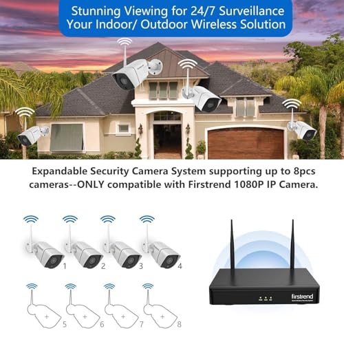 Image of 2026 Update Firstrend Wireless Security Camera System Outdoor, 2 Way Audio& Human Detection, 8CH System with 4pcs WiFi IP CCTV Cameras for Home Security,IP66 Waterproof,24 /7 Recording,No Monthly Fee