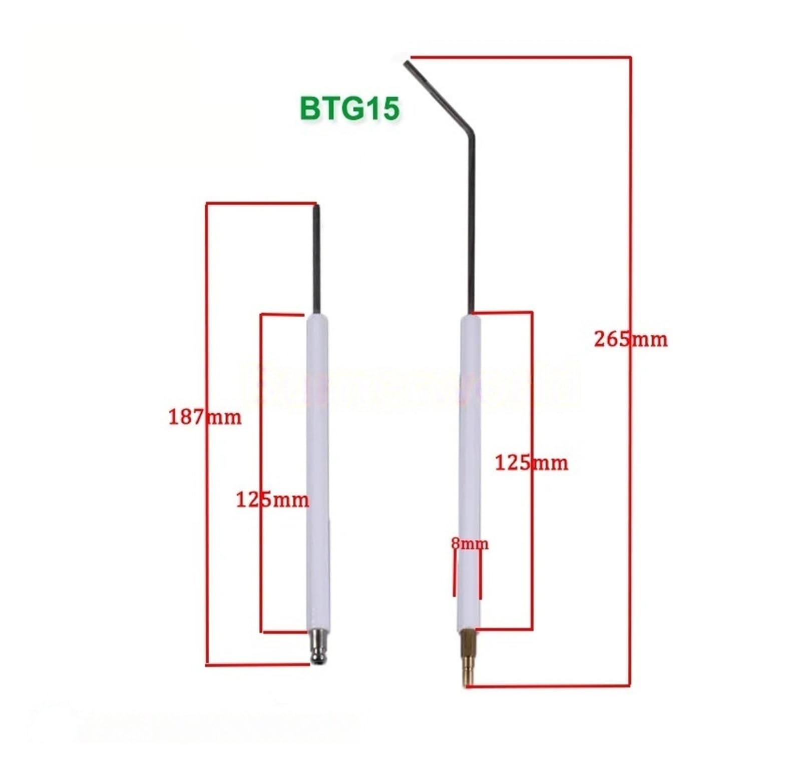 Electrodo de encendido BTG15, sondas de llama de electrodo cerámico de quemador de gas