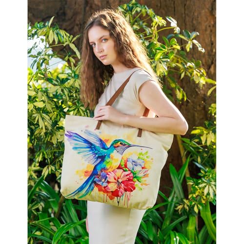 Bolso Tote para Mujer con Diseño de Colibrí y Flores miniatura 2