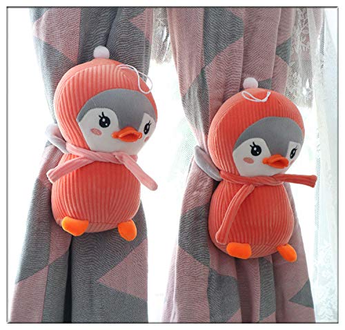 ANSNOW Lazo de Cortina con Hebilla para Cortina, Pequeño Pingüino, un Par de Bonitas Correas de Almacenamiento para Cortinas de Felpa, Habitación de Niños/Pequeño Pingüino Amarillo