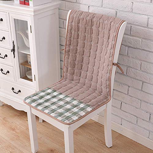 avec Poche Coussin de siège Mono-pièce en Coton Quatre Saisons Coussin de siège Housse Anti-dérapante pour Chaise de Salle à Manger Coussin de Fauteuil de Table - Kaki 40x130cm (16x51inch) Cover