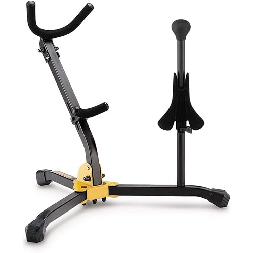 Hercules Stands DS533BB Alto/Tenor Saxophone Stand with Soprano Sax Peg