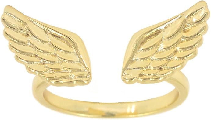 LEMON GRASS Angle Wing Ring Open Adjustable Plated with 14K Yellow Gold