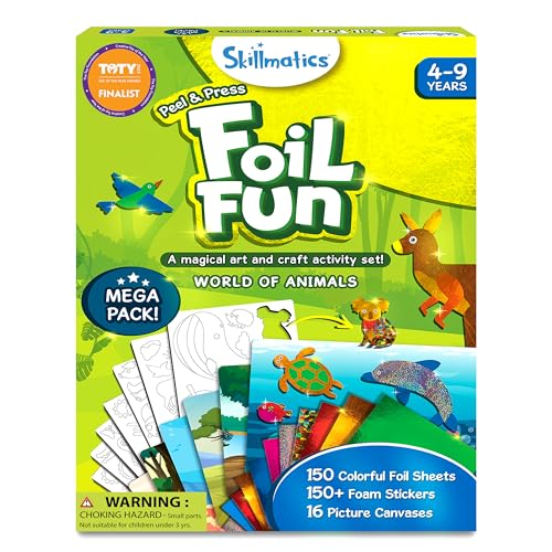 Image of Skillmatics Foil Fun - Animals Mega Pack, No Mess Art for Kids, Craft Kits & Supplies, DIY Creative Activity, Travel Toys, Gifts for Boys & Girls Ages 4, 5, 6, 7, 8, 9, Travel Toys