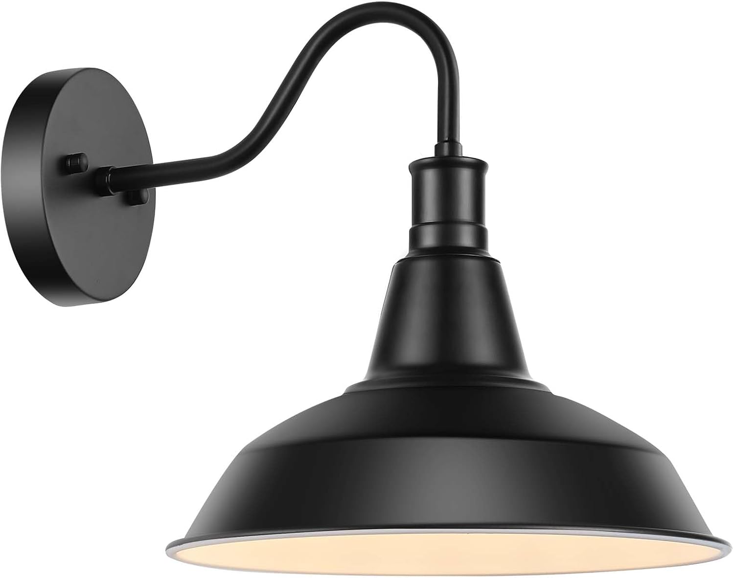 Industial Outdoor Gooseneck Wall Sconces, Vintage Wall Mount Light Exterior Wall Lighting Fixture Black Farmhouse Barn Light for Porch, Entryway, Garage 1 Pack Gooseneck