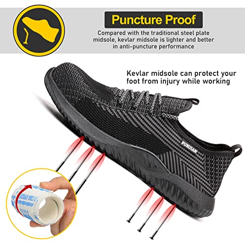 Image of Furuian Steel Toe Work Shoes for Men Women Safety Construction Sneakers | Puncture Resistant Protection Work Shoes, Non-Slip, Lightweight, Sports Style, ASTM Certified, for Industry