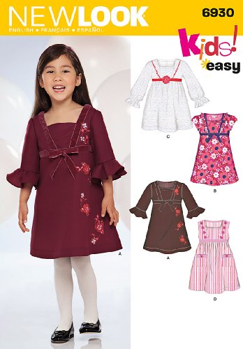 Simplicity Creative Group, Inc New Look Sewing Pattern 6930 Child Dresses, Size A (3-4-5-6-7-8)