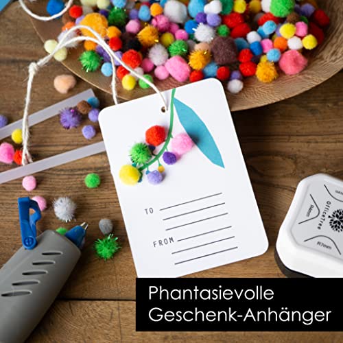 OfficeTree 500 Bunte Pompons zum Basteln Mix - Filzkugeln Bunt verschiedene Größen - Pompoms zum Basteln für Kinder und Erwachsene - Dekorieren Verzieren Nähen DIY