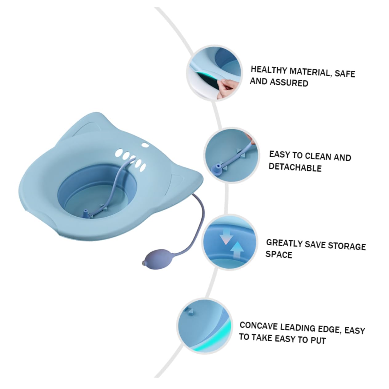 Healvian Bidet Lavabo Pieghevole Risciacquo, Bacino Di Pulizia Per Wc Standard, Ausilio Per Anziani e Donne in Gravidanza, Supporto Per Igiene Personale Quotidiana