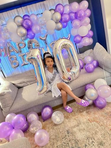 Image of Number Balloons 18 Balloon 40 inch Silver for 18 Birthday Party Decoration | Saturated Color, Large 40 in, With Straw & Hanging Hole, For Graduation Season, Thanksgiving, Anniversary, Christmas