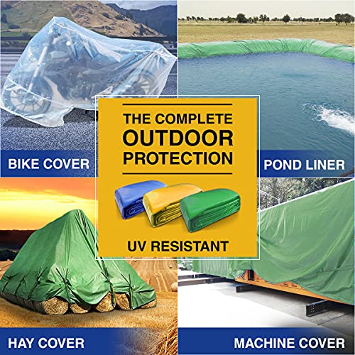 Image of TUFFPAULIN 12FT X 10FT 120 GSM Green Tarpaulin Tirpal Tadpatri Tharpai Thadika, Extra Strong, Reinforced Eyelets, UV Resistant, 100% Waterproof Virgin, 6 Layer MLCL 3D Rib Technology-1 No.