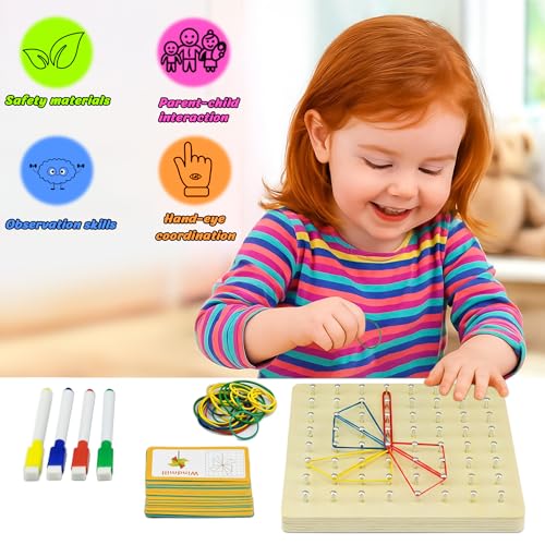 VingaHouse Géoboard en Bois, Jouet Montessori 3 4 5 6 Ans, Jouet éducatif – vue 2