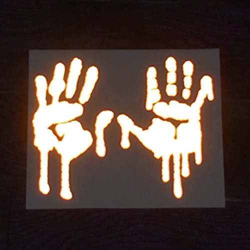 Customtaylor33 High Intensity Grade Reflective Bloody/Dripping Hands Decals For Helmets, Windscreens, Rear Windows, Bumper Stickers (7 Inches Height, Orange) #TOP2