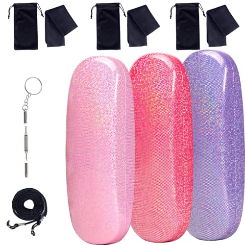Image of ADBGV 3Pcs Unisex Hard Shell Eyeglasses Cases, Protective Case For Glasses,Sunglasses Case with Cleaning Cloth