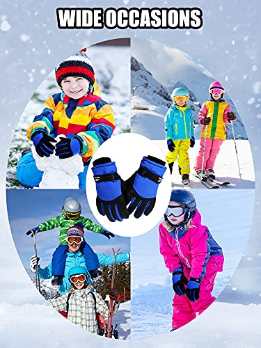 Satinior 2 Pairs Kids Waterproof Gloves Winter Warm Gloves Outdoor Thickening Ski Gloves Cold Weather Snowboard Gloves For Boys Girls thumb #5