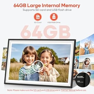 BIGASUO Digital Picture Frame Frameo 15.6" WiFi Electronic Photo Frames Large with 64GB Memory 1920x1080 IPS FHD Touch Screen Share Moments Instantly Anywhere Photo Gifts for Parents and Grandparents