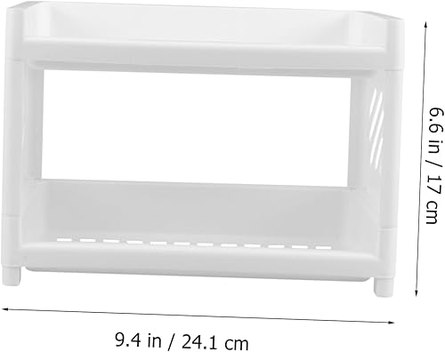 Miniatura 6 de TEHAUX Estantes de almacenamiento plegables de 2 niveles, bandeja de escritorio, bandeja de almacenamiento de escritorio para oficina, bandeja