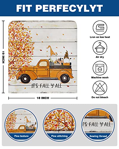 Truck With Dwarf Maple Tree Thanksgiving Chair Covers - 6 Pcs Dining Room Chair Back Covers, Retro Wooden Stripes Chair Slipcovers Removable Chair Protectors Covers For Kitchen/Banquet/Party 19"X18" #TOP5