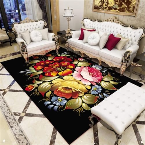 Tapis de damier noir rouge en poils courts haut de gamme 160x210 - 2