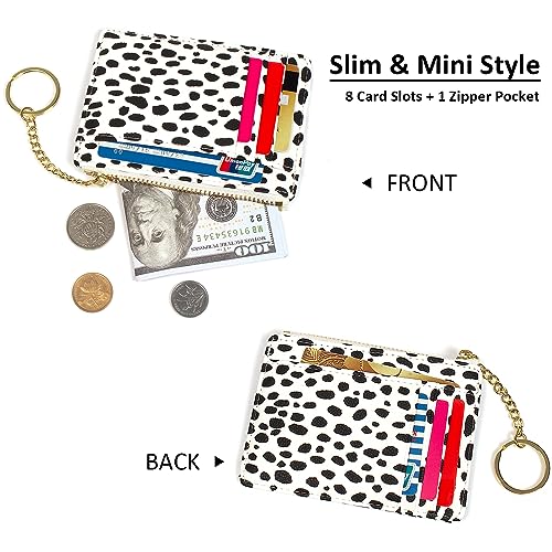 Valentoria Slim RFID Blocking Card Holder Small Pocket Wallet Keychian Zipper Coin Purse Mini Cash & Coin & Cards Case for Women Men3