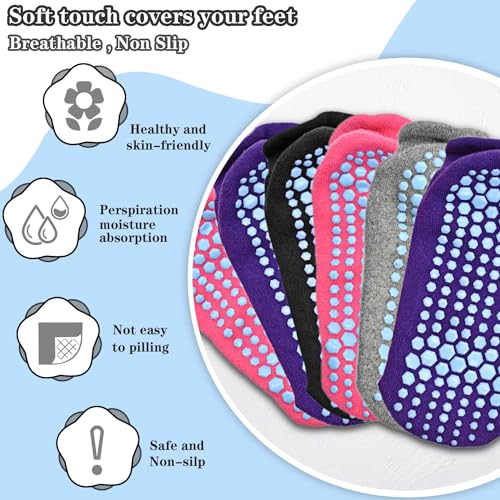 ELUTONG Pilates Socks with Grips for Women 1-3 Pairs Yoga Barre Ballet Dance Non Slip Crew Socks at Home Hospital3