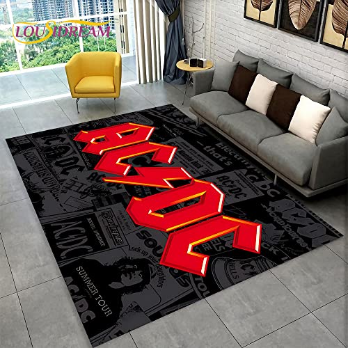 YZGAH ACDC Rock Band Area Carpet Large, Tapis pour Salon À Coucher À Coucher Canapé Paillasson Décor, Tapis De Sol Antidérapant De Cuisine Alfombra P4469 80X120Cm