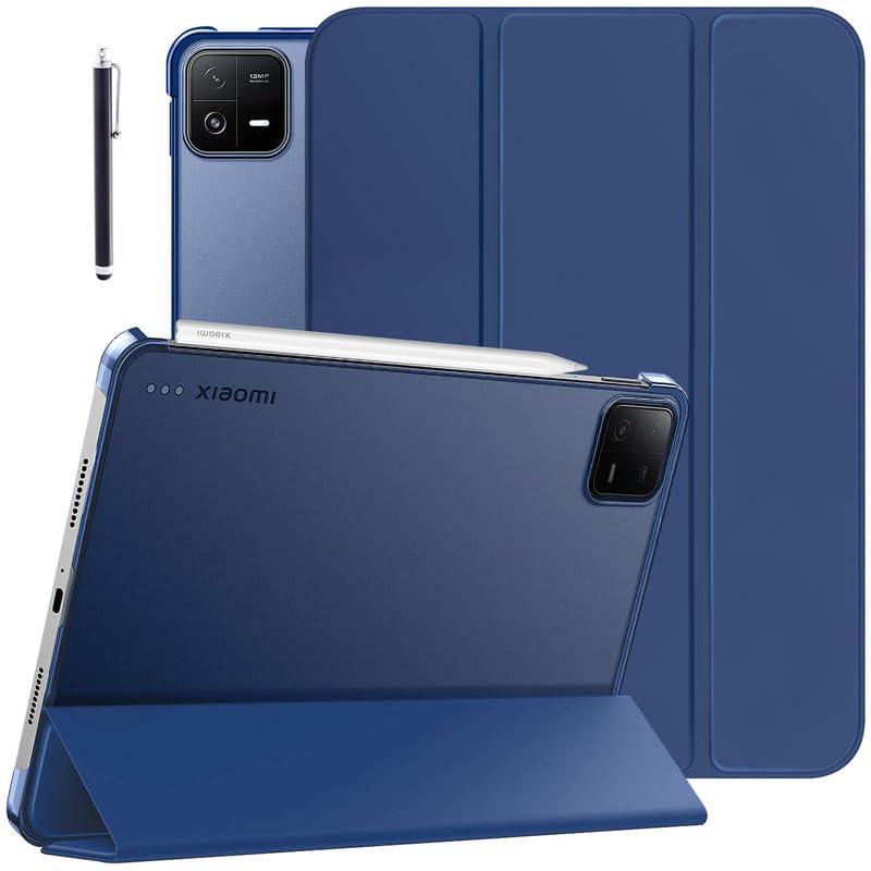 Image of Robustrion Cover for Xiaomi Mi Pad 6 Cover Case Flip Case Cover with Transparent Back for Xiaomi Pad 6 Cover 11 inch [Auto Sleep Wake Support] - Navy