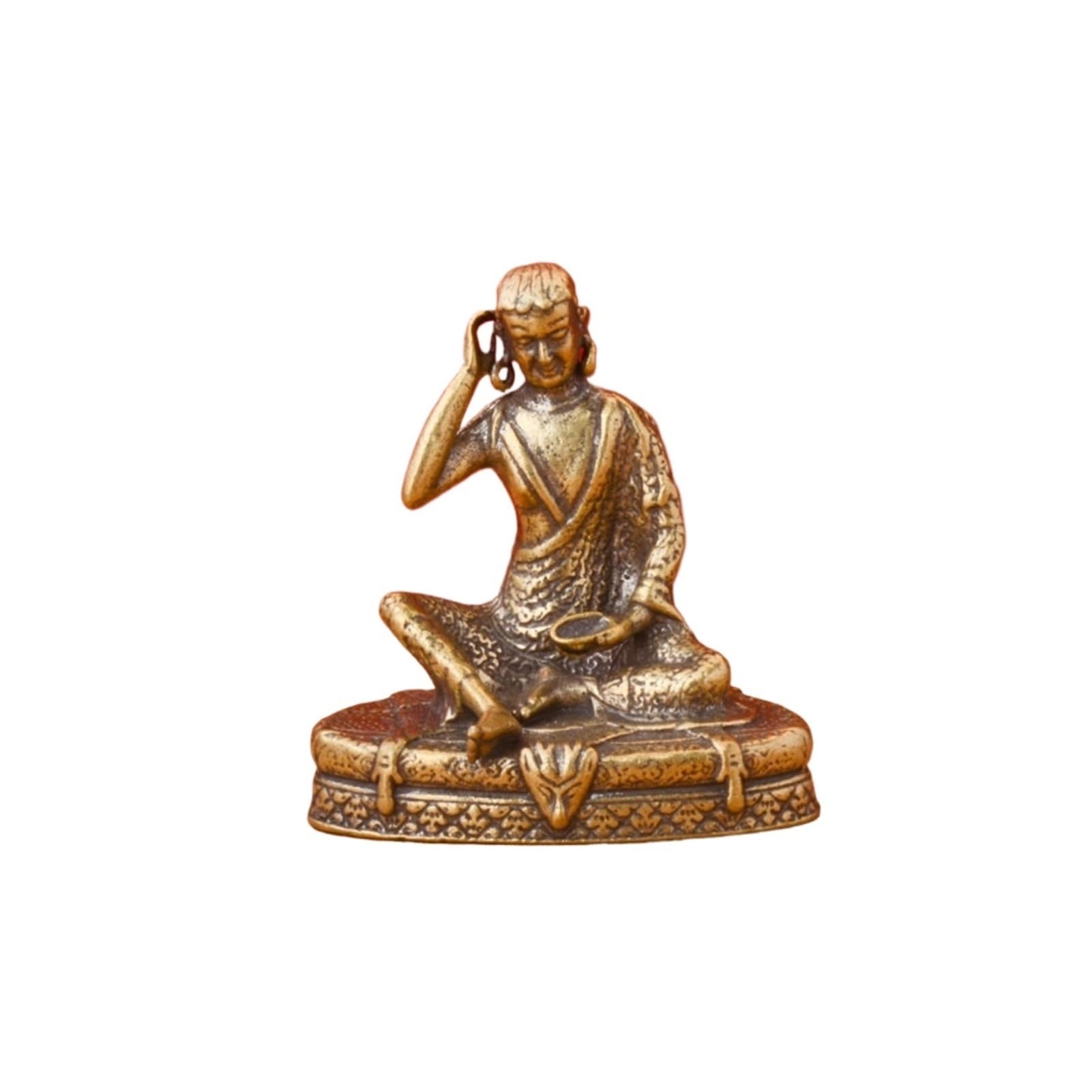 Huolimxun One Color Pure Copper Milarepa Buddha Statue Miniature Coffee Table Office Desktop Home Living Room Creative Feng Shui Decorative Ornaments