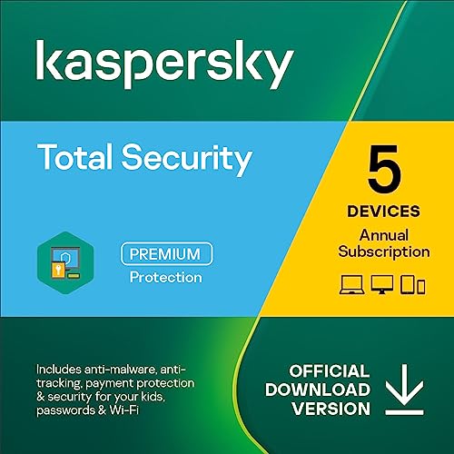 Kaspersky Total Security 2023 | 5 Devices | 1 Year | Antivirus, Secure VPN and Password Manager Included | Amazon Subscription - Annual Auto-Renewal
