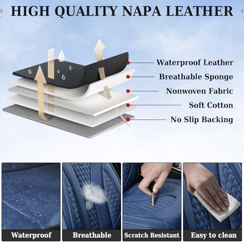 Image of Coverado Car Seat Covers, Rear Car Protectors, Black Leather Seat Covers, 3-Piece Waterproof Automotive Seat Covers for Back Seats Universal Fit for SUVs & Cars, All-Weather Protection