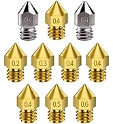 Creality 3D Printer 0.2mm, 0.3mm, 0.4mm, 0.5mm, 0.6mm MK8 Brass Nozzles and Hardened Steel Extrud...