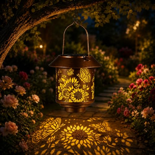 Solar Lantern Outdoor Hanging Gifts for Women Mom Grandma (Butterflies)