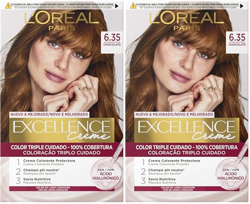 L'Oréal Paris Excellence Creme Tinte Permanente - Tono 6.35 Chocolate (Confezione da 2)