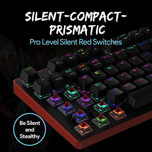 Image of (Refurbished) EvoFox Katana Pro RGB Mechanical Keyboard with Silent Outemu Red Switches | 16 Million True Prism RGB | Powerful Software | 4 Game Modes Presets | 16 Lighting Effects | TKL Keyboard | On Board Memory | Braided Cable with EMI Ring (Red + Black)
