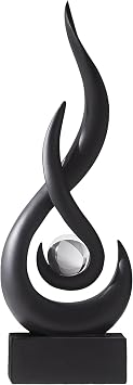 Modern Abstract Art Table Decoration Flame Sculptures Decor,Minimalist Ornaments, Modern Abstract Sculpture, Abstract Art Resin Sculpture for Living Room, Offices, Dining Room Black