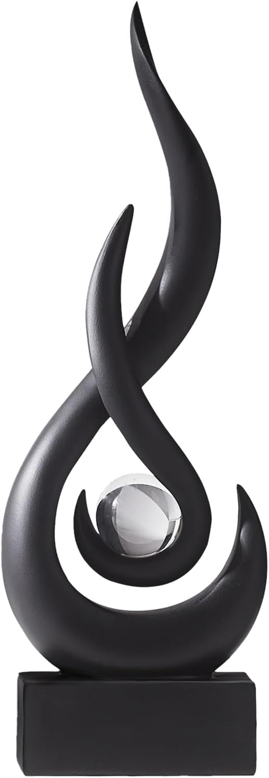Zbello Black Modern Abstract Art Table Decoration，Flame Sculptures Decor,Minimalist Ornaments, Modern Abstract Sculpture, Abstract Art Resin Sculpture For Living Room, Offices, Dining Room (Black)