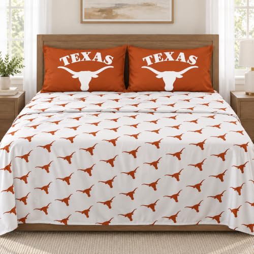 NCAA Texas Longhorns Full Sheet Set - Fitted, Flat & 2 Pillowcases