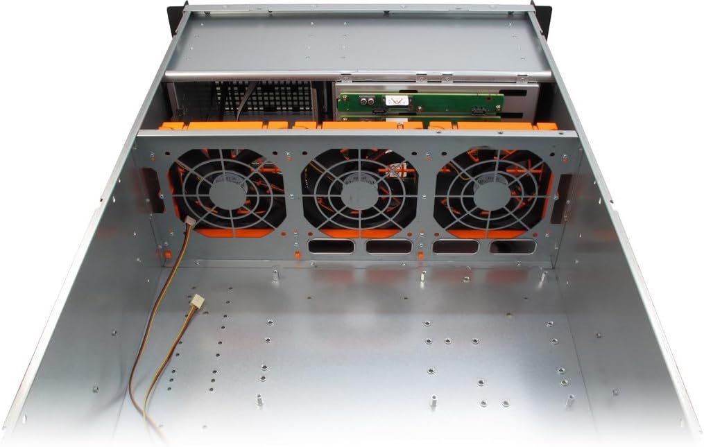Internal top-down view of the Inter-Tech 88887203 Case showing front fans