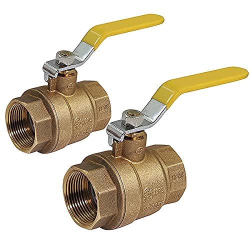 Image of MIDLINE VALVE 2 Pack 1-1 /4 Inch Brass Gas Ball Valve 1-1 /4 inch FIP Ball Valve with Lever Handle, FIP Connections, Stainless Steal Ball, Forged Brass Body