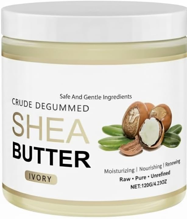 NALACAL Body Butter, Firming Cream & Body Moisturizer, World's First Crude Degummed African Ivory Shea Butter, All-Natural Moisturizer for Dry, Cracked Skin, Eczema, Stretch Marks & Anti-Aging, 120g
