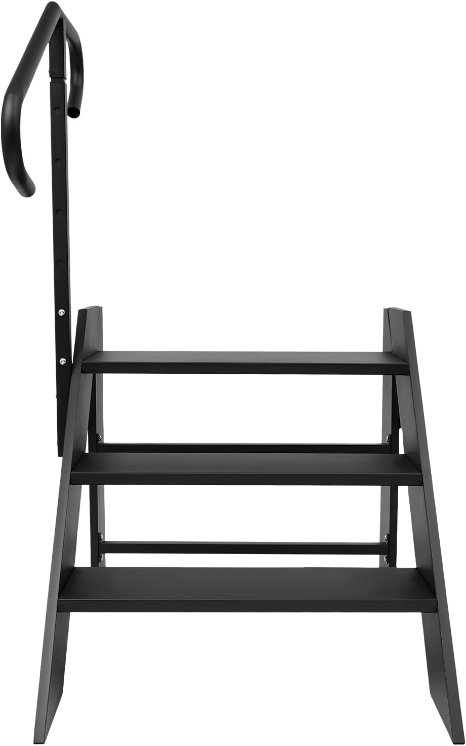 Foldable RV Step Stool, 3-Step Step Ladder with Adjustable Handrail, Folding Hot Tub Steps Mobile Home Step Stool for Camper, Porch, Pool, Bathtub, SPA, Outdoor, Home, Travel