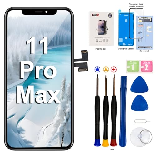EFAITHFIX for iPhone 11 Pro Max LCD Screen Replacement 6.5 Inch Assembly Display 3D Touch Screen Digitizer with Repair Tools Kit Waterproof Adhesive Tempered Glass Protector for A2161 A2220 A2218