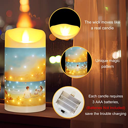 Raindee Decal Flameless Candles. Outdoor Beach Theme Blinks Battery Operated Candles. Led Pillar Candles For Bedroom Holiday Party Christmas Spring Decor. Best Gifts For Family And Friends. #TOP1