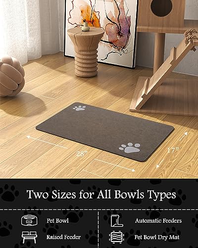 Image of Pet Feeding Mat-Absorbent Dog Mat for Food and Water Bowl-No Stains Quick Dry Water Dispenser Mat-Dog Accessories Pet Supplies-Bowl for Messy Drinkers(Brown,17 inchx28 inch